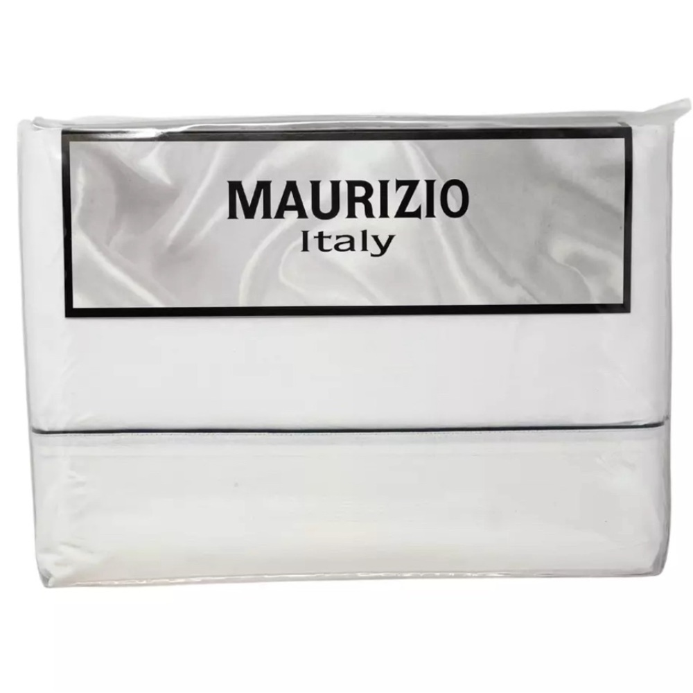 MAURIZIO Made In Italy QUEEN White & Charcoal Cotton Luxury Duvet Cover Set NEW